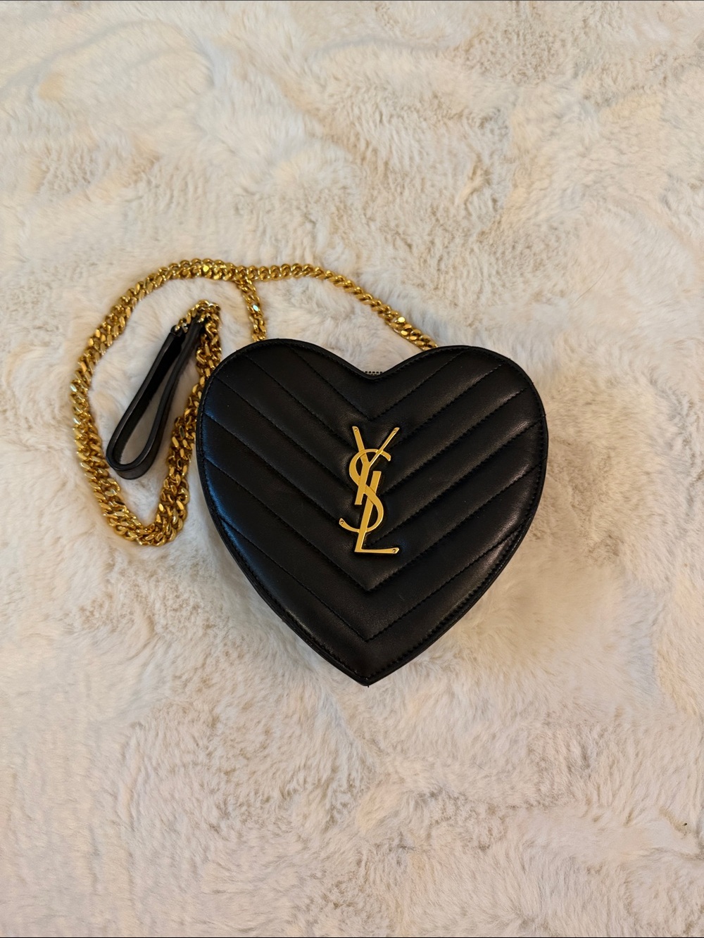 YSL Love Heart Monogram Crossbody Chain Bag
